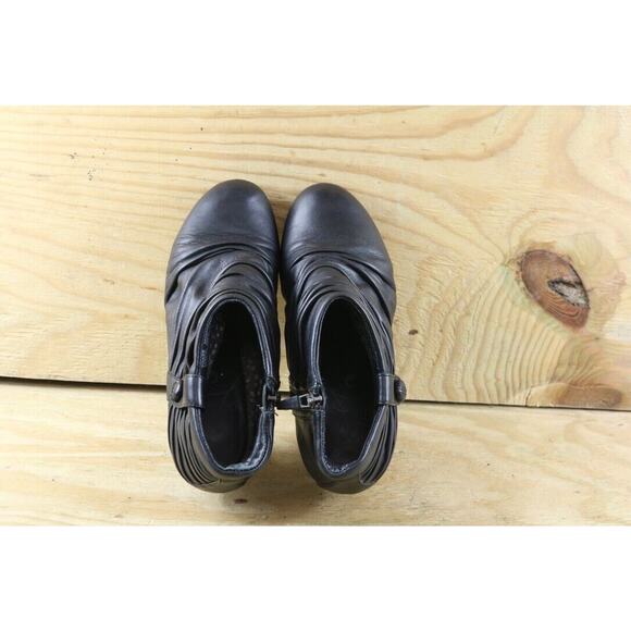 Dansko Boots Womens 7.5 Black Leather Ruched Buffy Ankle Bootie Zip Shoes - Picture 5 of 9